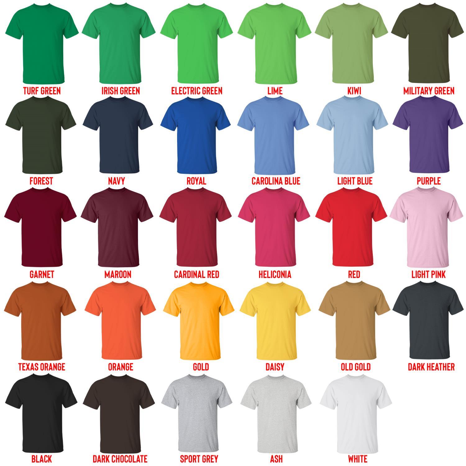 t shirt color chart - Tattoo Gifts UK