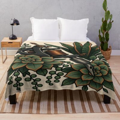 Tattoo Artist Succulent Machine Drawing Throw Blanket