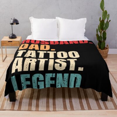 Husband Dad Tattoo Artist Legend Throw Blanket