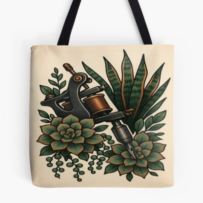 Tattoo Artist Succulent Machine Drawing Tote Bag